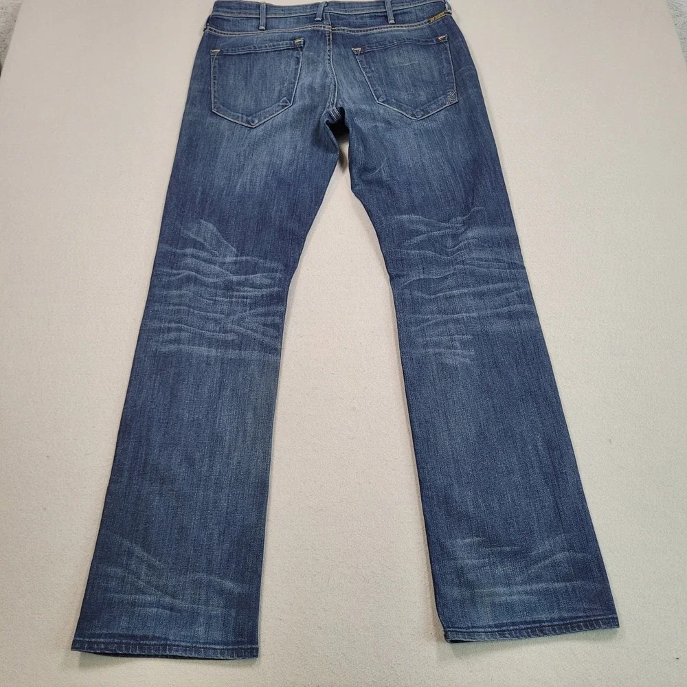 True Religion Mens Geno Slim Straight Jeans Dark Wash Denim Size 33 Made in USA